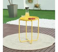 [en.casa] Mesita de Jardín Sandefjord Mesa de Café de Patio con Bandeja Extraíble Estilo Moderno Mueble de Jardín Terraza Balcón Acero 53 x 40 cm - Amarillo