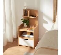 [en.casa] Mesita de Noche Bordkak con 1 Cajón 1 Compartimento Abierto 1 Estante Mesa de Sofá Mesa Auxiliar Multifuncional Diseño Moderno Aglomerado 75 x 35 x 30 cm - Roble/Blanco