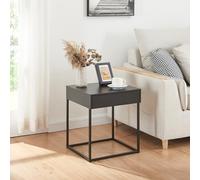 [en.casa] Mesita de Noche con Cajón Mesa Auxiliar Rectangular para Salón Dormitorio Diseño Industrial Práctico Resistente Acero 50x43x41 cm - Negro Mate