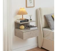 [en.casa] Mesita de Noche Flotante Amberg Estantería de Pared con Cajón para Recibidor Dormitorio aglomerado máx. 5kg / Estante 40 x 35 x 31 cm Efecto Hormigón Claro