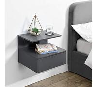 [en.casa] Mesita de Noche Flotante Amberg Estantería de Pared con Cajón para Recibidor Dormitorio aglomerado máx. 5kg / Estante 40 x 35 x 31 cm Gris Oscuro