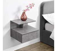 [en.casa] Mesita de Noche Flotante Amberg Estantería de Pared con Cajón para Recibidor Dormitorio aglomerado máx. 5kg / Estante 40 x 35 x 31 cm Efecto hormigón