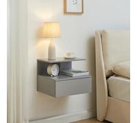 Mesita de noche flotante amberg con cajón aglomerado 40x35x31cm gris claro [en.casa]