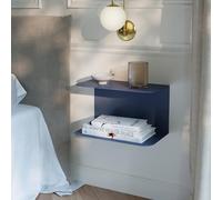 [en.casa] Mesita de Noche Flotante Notodden Estantería de Pared de 2 Níveles para Recibidor Dormitorio Acero 40 x 23 x 23 cm Azul Oscuro