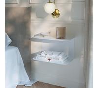 [en.casa] Mesita de Noche Flotante Notodden Estantería de Pared de 2 Níveles para Recibidor Dormitorio Acero 40 x 23 x 23 cm Blanco