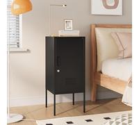 [en.casa] Mesita de Noche Hausjärvi con Cerradura Mesa de Noche con Tirador Izquierdo Mesa Auxiliar con Estante Interior para Oficina Sala con 2 Llaves Ventilación Óptima Acero 82 x 35 x 35 cm Negro