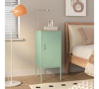[en.casa] Mesita de Noche Hausjärvi con Cerradura Mesa de Noche con Tirador Izquierdo Mesa Auxiliar Estante Interior para Oficina Sala con 2 Llaves Ventilación Óptima Acero 82x35x35 cm - Verde Menta