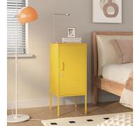 [en.casa] Mesita de Noche Hausjärvi con Cerradura Mesa de Noche con Tirador Izquierdo Mesa Auxiliar Estante Interior para Oficina Sala con 2 Llaves Ventilación Óptima Acero 82x35x35 cm - Amarillo