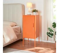 [en.casa] Mesita de Noche Hausjärvi con Cerradura Mesa de Noche con Tirador Mesa Auxiliar con Estante Interior para Oficina Sala con 2 Llaves Ventilación Óptima Acero 82 x 35 x 35 cm - Naranja