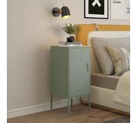[en.casa] Mesita de Noche Hausjärvi con Cerradura Mesa de Noche con Tirador Mesa Auxiliar con Estante Interior para Oficina Sala con 2 Llaves Ventilación Óptima Acero 82 x 35 x 35 cm - Verde Menta