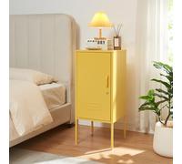 [en.casa] Mesita de Noche Hausjärvi con Cerradura Mesa de Noche con Tirador Mesa Auxiliar con Estante Interior para Oficina Sala con 2 Llaves Ventilación Óptima Acero 82 x 35 x 35 cm - Amarillo