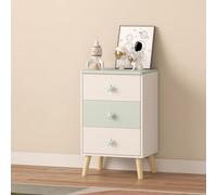 [en.casa] Mesita de Noche Infantil Sandnes Cajonera Mesa Auxiliar para Niños con 3 Cajones Pomo en Forma de Estrella para Habitación Infantil Sala de Juegos MDF/Pino 62x38x30 cm - Blanco/Verde Menta