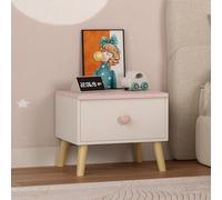 [en.casa] Mesita de Noche Infantil Sandnes Mesa Auxiliar para Niños con Cajón Pomo en Forma de Corazón para Habitación Infantil Sala de Juegos MDF/Pino 31 x 38 x 30 cm Blanco/Rosa