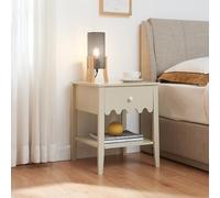 [en.casa] Mesita de Noche Luspoo Mesa Auxiliar Mesa de Sofá Multifuncional con Cajón y 1 Compartimento Abierto Elegante MDF 50 x 40 x 40 cm - Blanco Crema