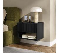 [en.casa] Mesita de Noche suspendida Nand 2 Compartimentos 42x30x30cm Negro