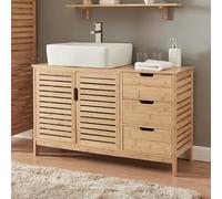 Mueble bajo lavabo boksereys 2 puertas 3 cajones bambú 60x100x35cm natural [en.casa]