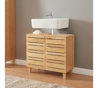 [en.casa] Mueble Bajo Lavabo Epind Mueble Auxilar de Baño con 2 Puertas Armario Bajo Lavabo 60 x 66 x 30 cm Bambú - Natural