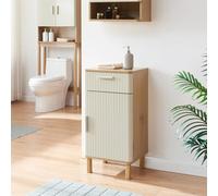 [en.casa] Mueble Baño Auxiliar Ferrersp con 2 Compartimentos Cerrados Armario con Puerta Versátil para Dormitorio Sala de Estar Oficina MDF Patas de Pino 80 x 40 x 35 cm - Roble/Arena