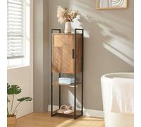 [en.casa] Mueble Baño Auxiliar Namsskogan con 2-2 Compartimentos Armario Midi con Puerta Mueble Bajo para Dormitorio Aglomerado Tirador de Metal 115 x 35 x 25 cm - Efecto Nogal