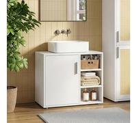 Mueble bajo lavabo kulaik 1 puerta 3 estantes 51x60x32cm - blanco [en.casa]