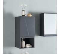 [en.casa] Mueble Baño Overath Armario Baño de Pared con Puerta y Compartimiento Abierto Mueble Auxiliar Cocina Vestidor MDF 60 x 30 x 30 cm - Gris