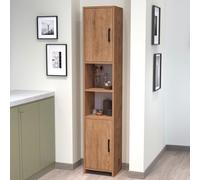 Armario alto rautrina con 2 puertas aglomerado 180x35x30cm efecto roble [en.casa]