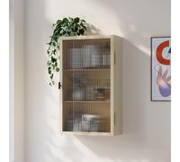 [en.casa] Mueble Baño Zundert con Puerta de Vidrio Acanalado Acero Camel | Armario de pared mueble auxiliar de cocina recibidor con 3 compartimentos cerrados metal 60 x 35 x15 cm