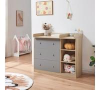 [en.casa] Mueble Cambiador bebé Beldinupp 2 en 1 93x110x55 cm Roble Gris