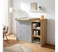 [en.casa] Mueble Cambiador bebé Beldinupp 2 en 1 93x110x55 cm Roble Gris