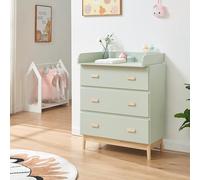 [en.casa] Mueble Cambiador Bebé Sarievn 2 en 1 Cómoda con Cambiador Bebé Cajonera con 3 Cajones para Habitación Infantil Moderno MDF 100 x 80 x 53 cm - Verde Menta