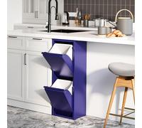 [en.casa] Mueble con 2 Cubos de Basura Sollentuna Cubo de Reciclaje de Cocina 2 x 14 L Instalación Mural Basculante Metal Plástico 93 x 33 x 25 cm - Azul Noche