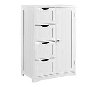 [en.casa] Mueble de baño - 81x55x30cm - Blanco con 4 cajones y 3 estantes