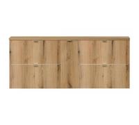 [en.casa] Mueble de Baño Bajo Doble Lavabo Newport Módulos Suspendidos con 4 Cajones, 1 Puerta Batiente y Estante Encimera de 140 cm Sin Recortes 140x60x40 cm MDF/Aglomerado - Roble