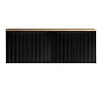 [en.casa] Mueble de Baño Bajo Lavabo Newport Armario Suspendido con 4 Puertas y Estantes Encimera de 160 cm Sin Recortes 160 x 60 x 40 cm Cuarto de Baño - Negro/Efecto Roble