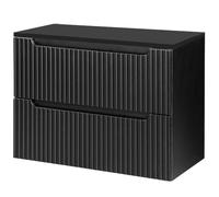 [en.casa] Mueble de Baño Bajo Lavabo Newport con Encimera de 80 cm Sin Recortes y Armario Suspendido con 2 Cajones 80x60x40 cm MDF/Aglomerado - Negro