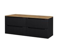 Mueble bajo para doble lavabo newport de pared con 4 cajones mdf 160x60x40 cm - negro/roble