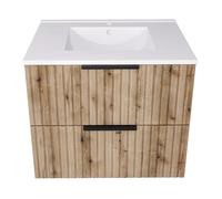 [en.casa] Mueble de Baño con Lavabo Veppenssan con 2 Cajones Elegante Mueble Auxiliar Bajo Lavabo para Baño con Tiradores 61 x 47 x 52 cm - Efecto Roble