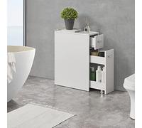 [en.casa] Mueble de Baño Kauhajoki Cajón Inferior con 4 Ruedas Armario Angosto con 2 Cajones para Cocina Sala Polivalente Aglomerado 61 x 20 x 45 cm - Blanco