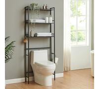 [en.casa] Mueble de Baño Ljukhobro sobre el Inodoro Estantería de Baño con 3 Estantes Armario Alto para Cuarto de Lavado Diseño Industrial 164 x 64 x 20 cm - Negro