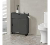 [en.casa] Mueble de Baño Movil Carrito de Almacenaje para Cocina con 2 Puertas Deslizantes 1 Puerta Abatible 67 x 52 x 17 cm Versátil Aglomerado - Gris Oscuro
