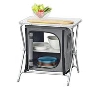 [en.casa] Mueble de Cocina para Camping Tullinge con 2 Estantes Armario de Camping Plegable con 1 Puerta 1 Ventana Bolsa para Transportar Tejido Oxford 600D 64x60x45 cm - Gris Oscuro