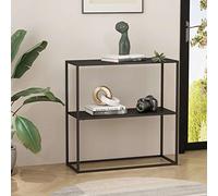[en.casa] Mueble de Entrada Strömstad Atemporal Mesa Consola Versátil Mesa Recibidor Estantería de 2 Estantes Acero 80 x 80 x 26 cm - Negro Mate