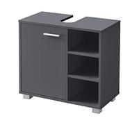 [en.casa] Mueble de Lavabo 56 x 60 x 31 cm Mueble de Baño Debajo del Lavabo con Puerta y 3 Estantes Aglomerado con Ranura para Sifón Gris Oscuro