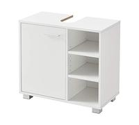 [en.casa] Mueble de Lavabo 56 x 60 x 31 cm Mueble de Baño Debajo del Lavabo con Puerta y 3 Estantes Aglomerado con Ranura para Sifón Blanco