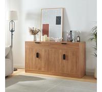 Aparador varkaus 2 cajones + 4 puertas mdf 75x140x40 cm - roble [en.casa] 140 cm