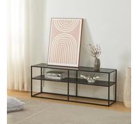 [en.casa] Mueble de TV con 2 Estantes Abiertos Mesa de Tele Diseño Industrial Mueble de Salón Dormitorio Oficina Acero 120 x 30 x 46 cm - Negro
