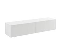 [en.casa] Mueble de TV Evaton Armario Flotante Estantería de Pared con 2 Compartimentos Consola de Entretenimiento Multimedia 140 x 33 x 30 cm - Blanco Mate