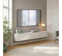 [en.casa] Mueble de TV Evaton Armario Flotante Estantería de Pared con 2 Compartimentos Consola de Entretenimiento Multimedia 180 x 32 x 30 cm - Blanco Alto Brillo