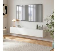 [en.casa] Mueble de TV Evaton Armario Flotante Estantería de Pared con 2 Compartimentos Consola de Entretenimiento Multimedia 180 x 32 x 30 cm - Blanco Mate