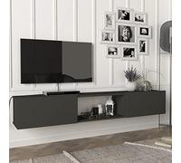 [en.casa] Mueble de TV Flotante Paltamo Mueble de Salón Mesa de TV Suspendido con 3 Compartimientos y 2 Puertas Abatibles 180 x 31 x 30 cm - Antracita